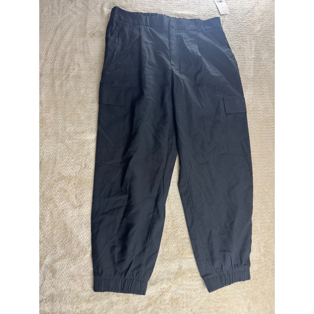 A New Day Black Cargo Jogger Pants High Rise Pleated Front Size 14 NWT
